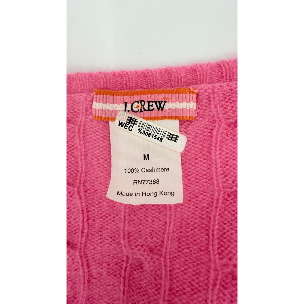 J.Crew Womens Pink 100% Cashmere Cable Knit V-Neck Sweater Medium - Picture 3 of 8